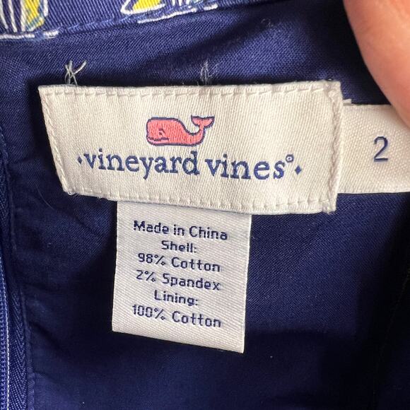 Vineyard Vines Cotton Boating Dress Navy Sailboats Strapless Sheath Size 2 - Picture 5 of 13